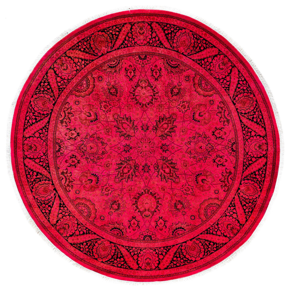 Overdyed One-of-a-Kind Hand-Knotted Area Rug Pink, 6' 1" x 6' 1"