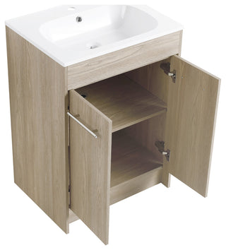 24 Inch Plywood Freestanding Bathroom Vanity With Resin Sink and Doors and shelf