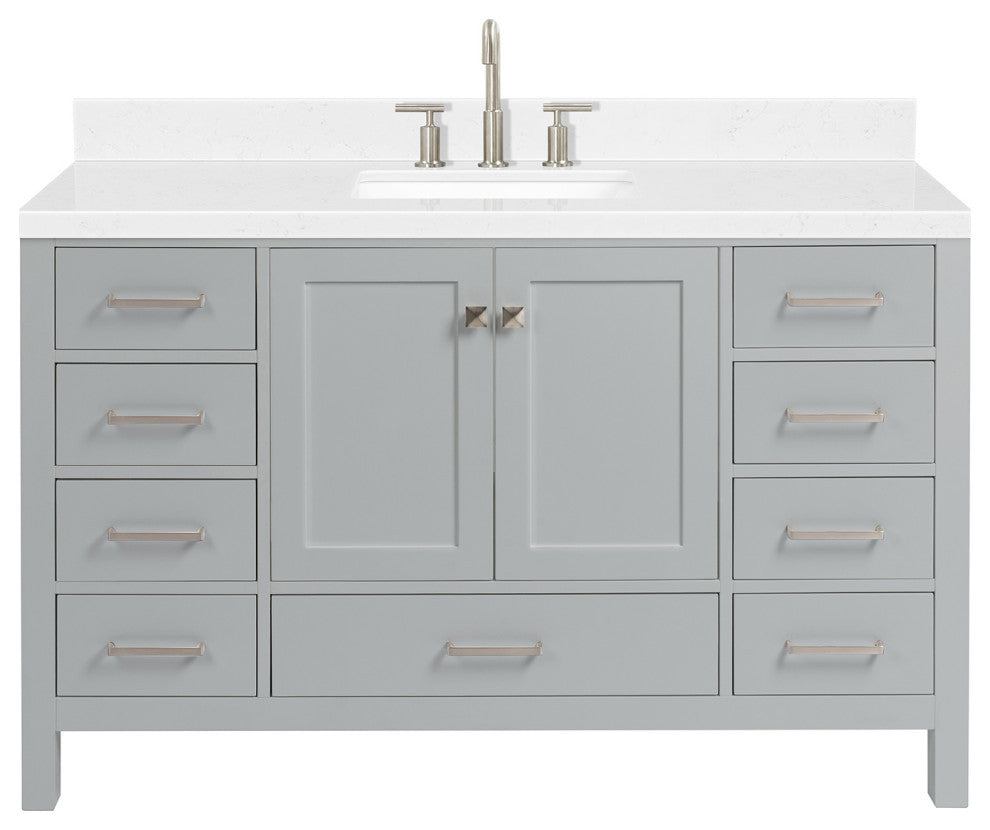 Ariel Cambridge 54" Single Rectangle Sink Vanity, Carrara Quartz