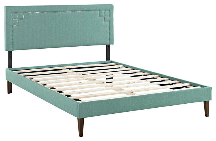 Modway Josie King Fabric Platform Bed With Squared Tapered Legs, Laguna