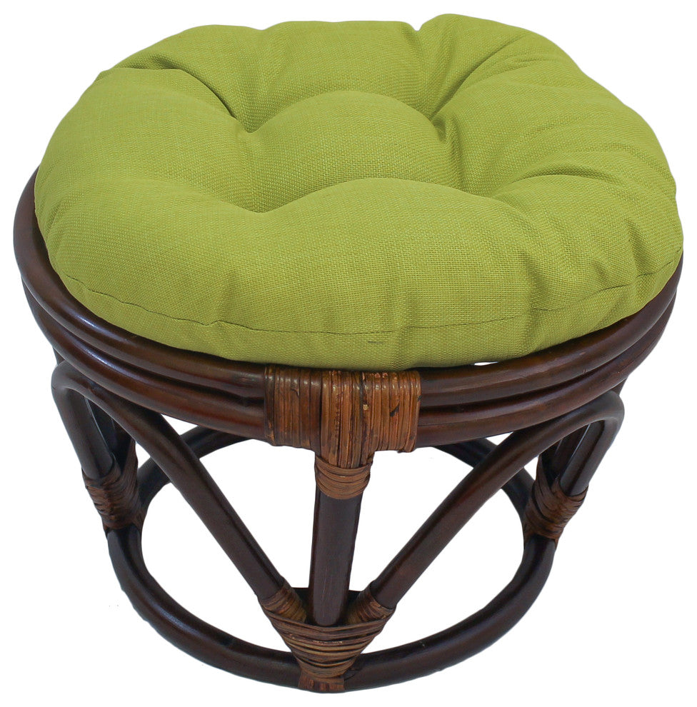 18" Round Spun Polyester Tufted Footstool Cushion, Lime