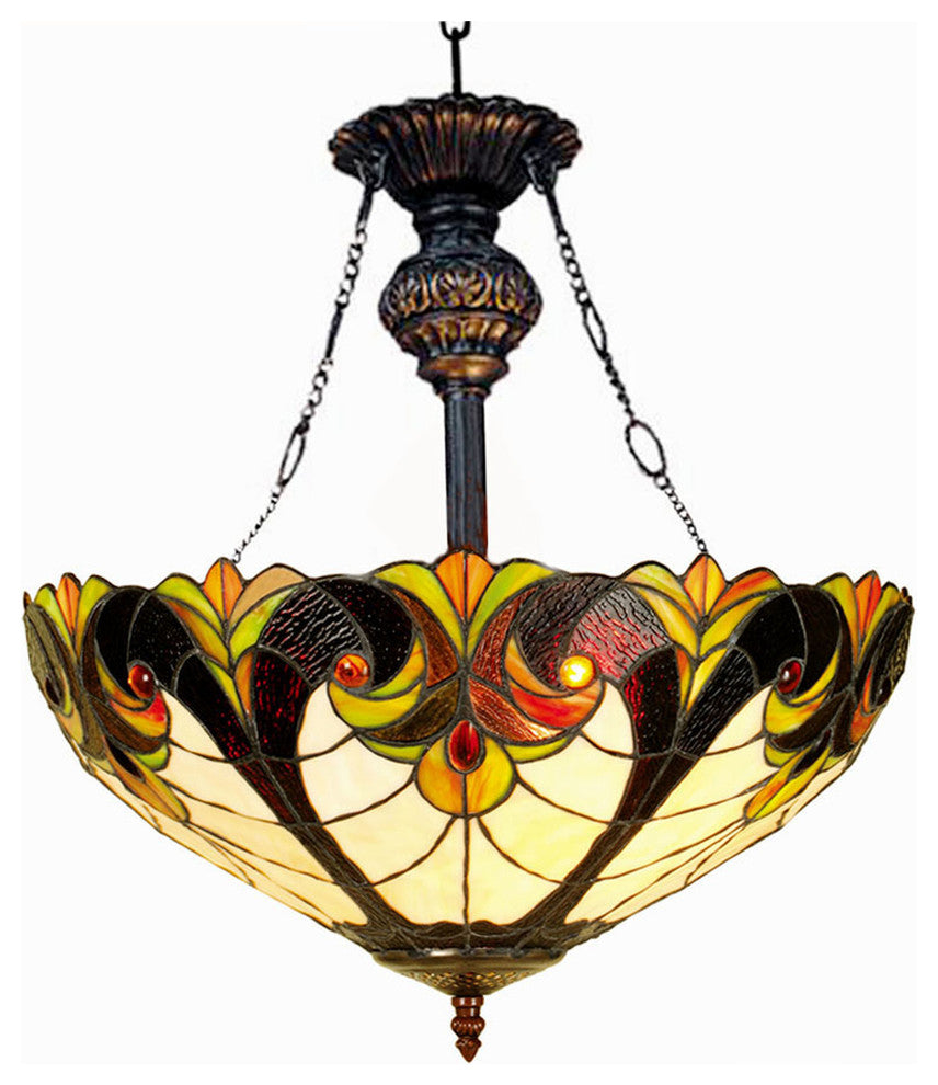 CHLOE LIAISON Tiffany-style 2 Light Victorian Inverted Ceiling Pendant 18" Shade