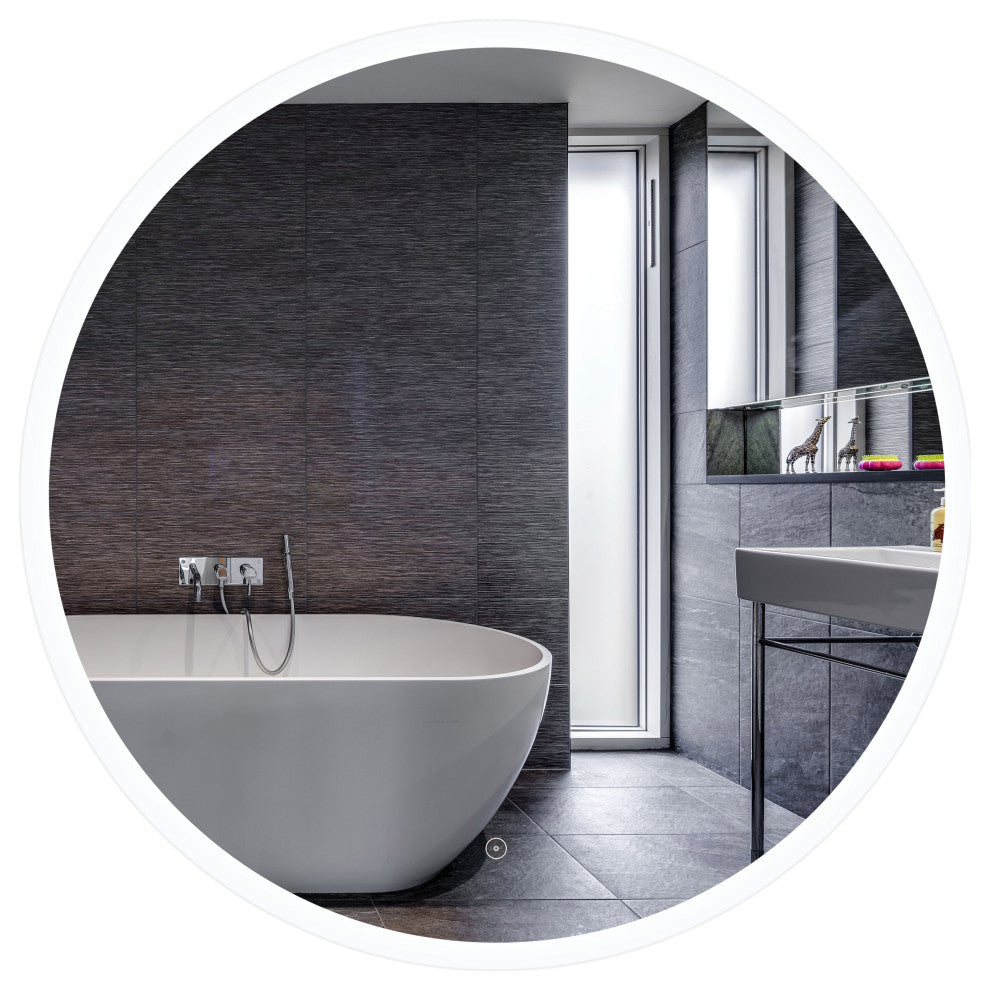 Round Frameless Backlit LED Anti-fog Bathroom Vanity Mirror, 32"x32"