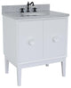 31" Single Vanity, White Finish With Gray Granite Top And Oval Sink