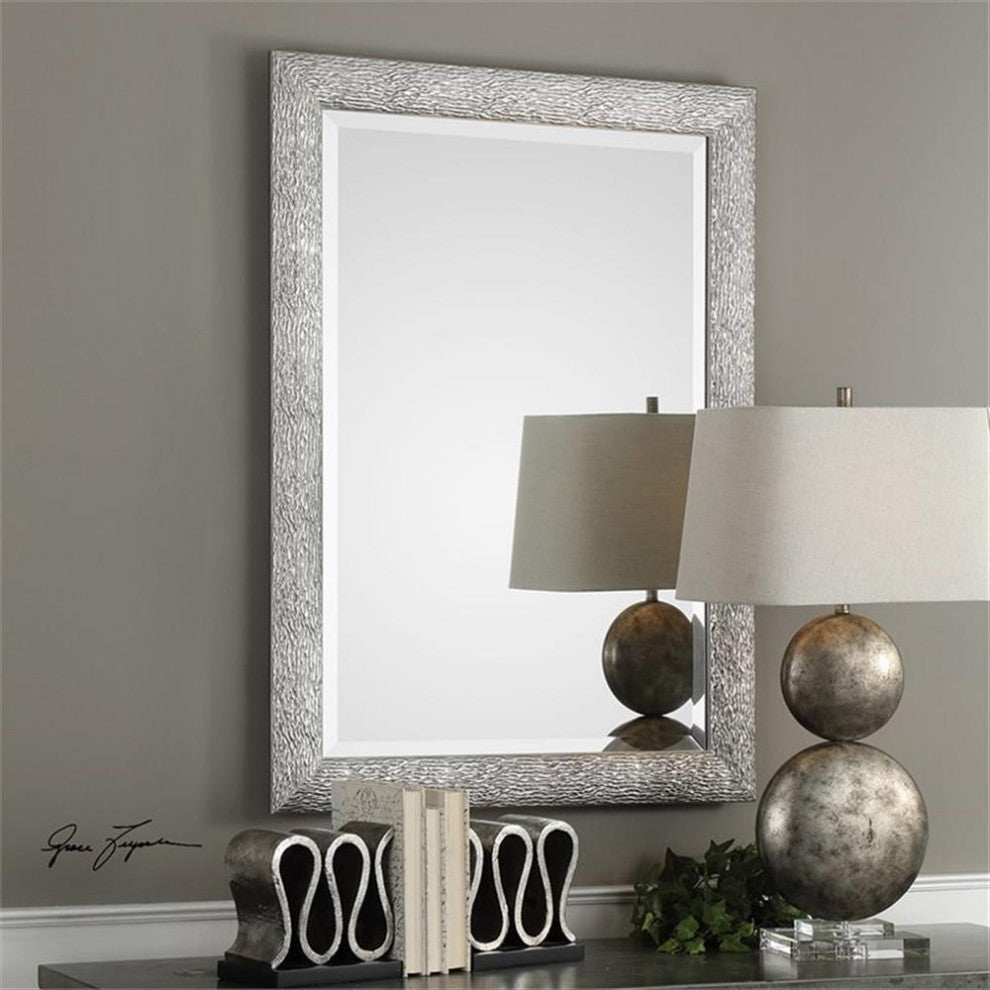 Uttermost Mossley MDF and Glass Decorative Mirror in Silver/Light Gray