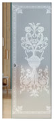 Pocket  Sliding Glass Door with Decorative Frosted Sandblasted Design, Full-Private, 32"x80", 5/16" (8mm)
