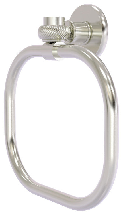 Continental Towel Ring With Twist Accents, Satin Nickel