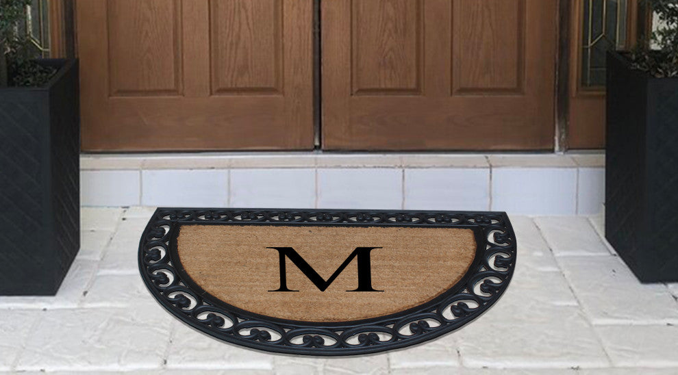 A1HC Half Round 30"x48" Double Door Monogrammed Doormat, M