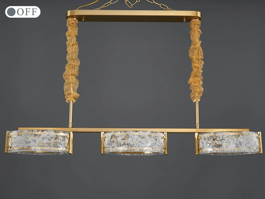 Tongeren | Gold Long Art Glass 3 Head Design Creative Led Luxury Chandelier