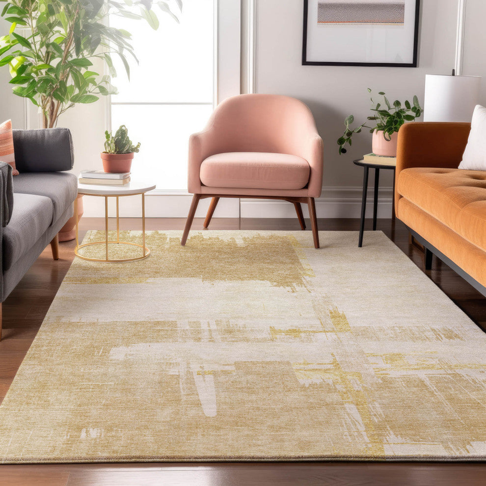 Premium Machine Washable Mayfield AMF624 Beige 3' x 5' Rug