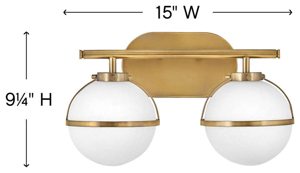 Hinkley Hollis Bathroom Vanity Light, Heritage Brass, 2 Light