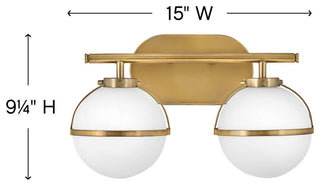 Hinkley Hollis Bathroom Vanity Light, Heritage Brass, 2 Light