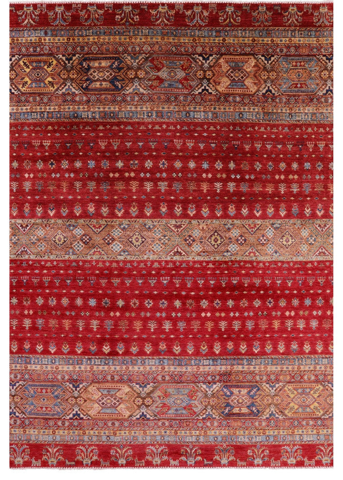 8' 2" X 11' 6" Khorjin Super Kazak Hand-Knotted Rug Q5233