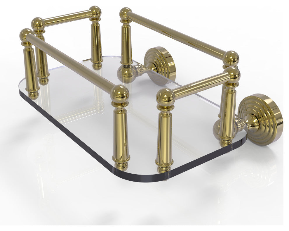Waverly Place Wall-Mount Glass Guest Towel Tray, Unlacquered Brass