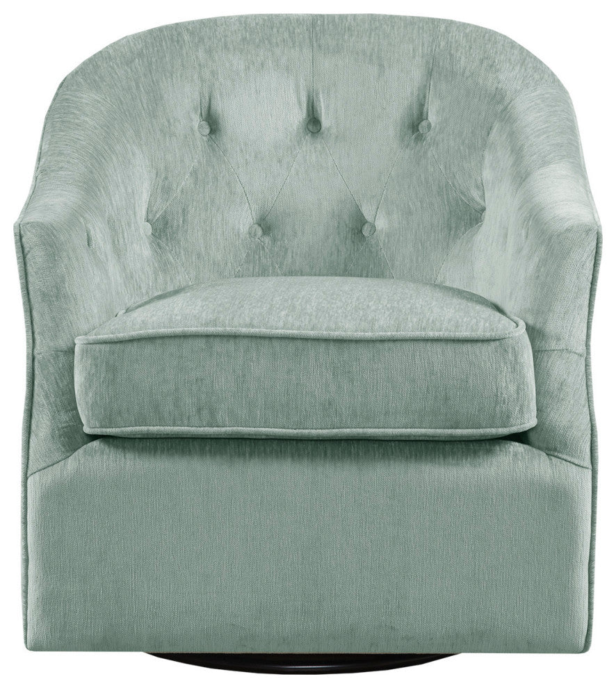 Madison Park Calvin Curved Wide Back Swivel Accent Chair, Light Green