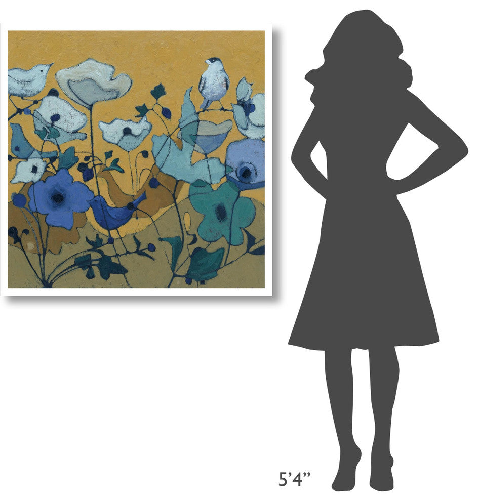 "Birdy Birdy Royal Blue" Digital Paper Print by Shirley Novak, 38"x38"