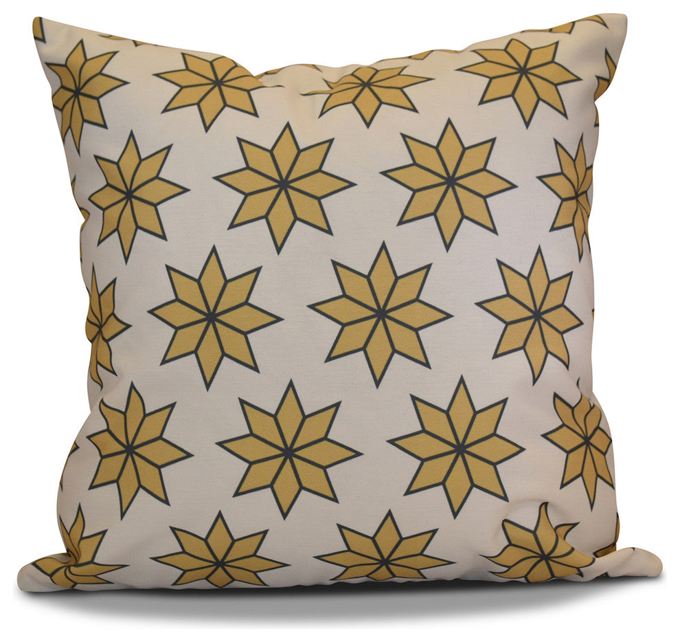 Decorative Holiday Pillow Geometric Print, Gold, 20"x20"