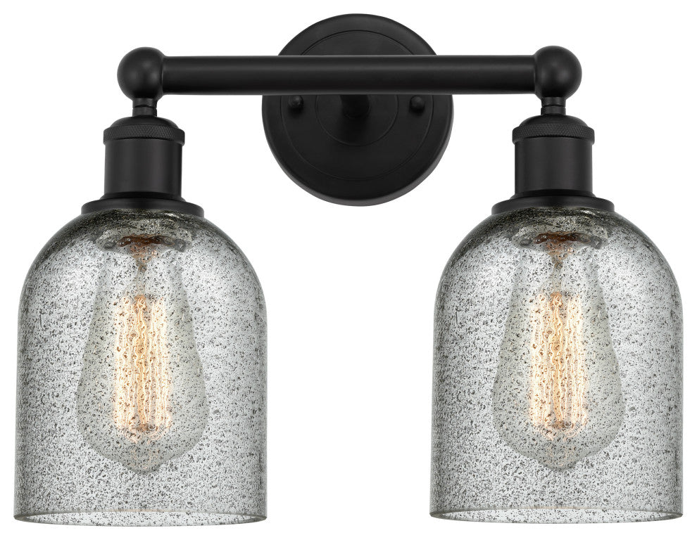 Innovations 616-2W-BK-G257 Caledonia 2 Light Bath Vanity Light, Matte Black