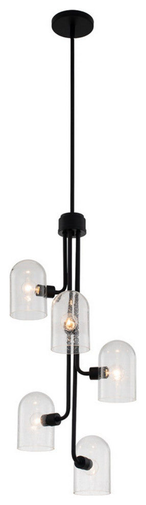 Cupola 15x42" 5 Light Chic Pendant, Matte Black