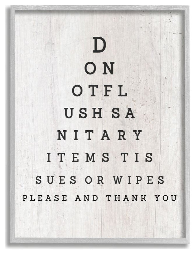 Eye Chart Funny Word Bathroom Laundry Wood Design, 11"x14"