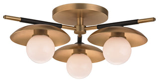 Julien, 3-Light Semi Flush, Aged Brass Finish, Opal Matte Glass Shade