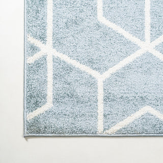 Tumbling Blocks Modern Geometric Light Blue/White 3'x5' Area Rug