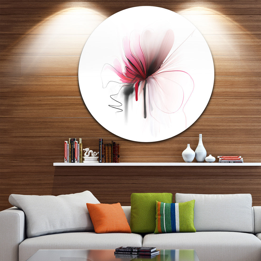 Abstract Flower, Floral Digital Round Metal Wall Art, 11"