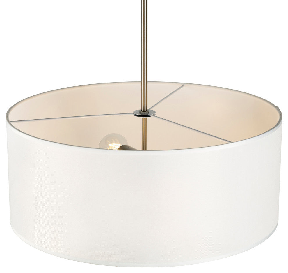 3-Light Drum Shade Pendant, Brushed Nickel