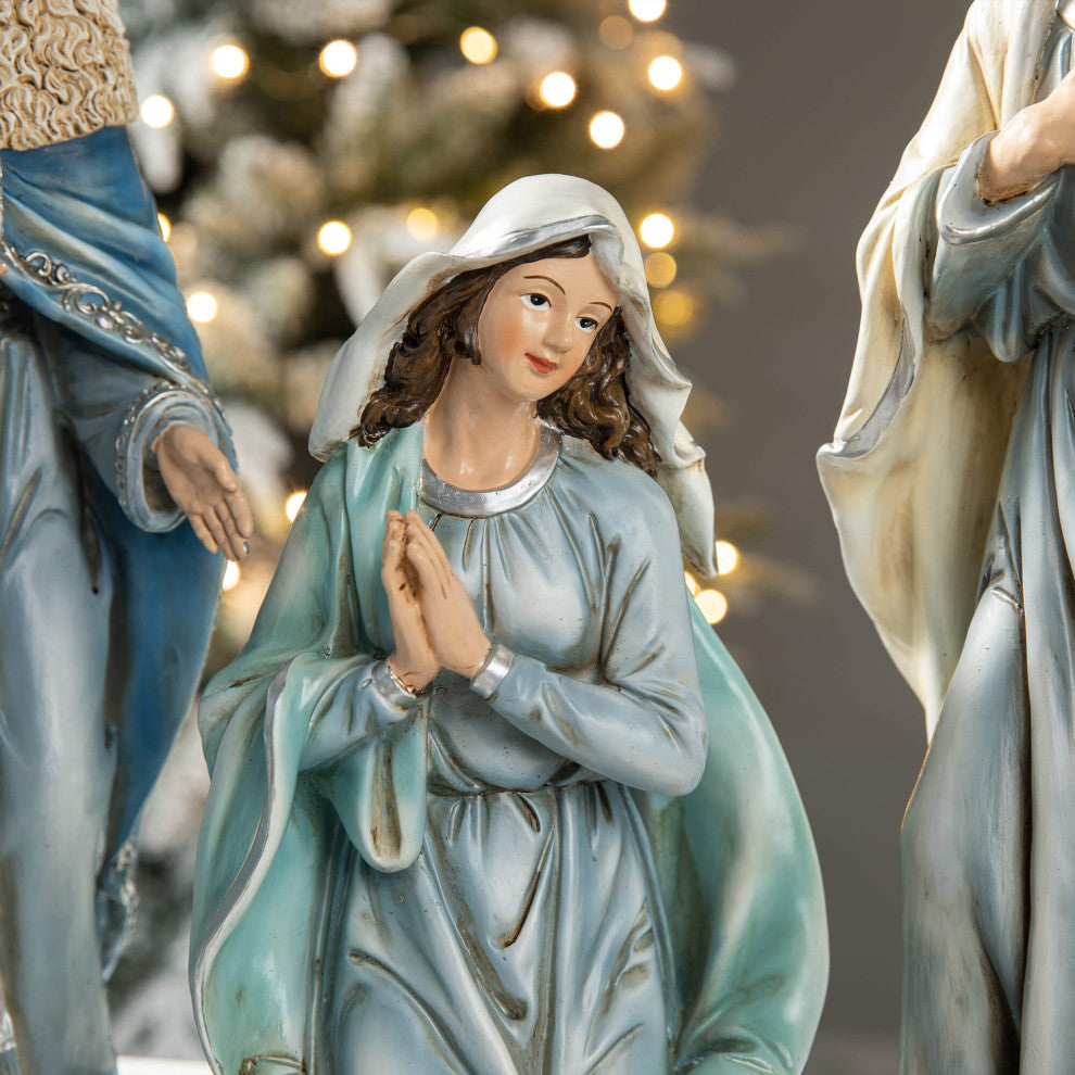 12-Piece Oversized Deluxe Blue Resin Nativity Figurine Set