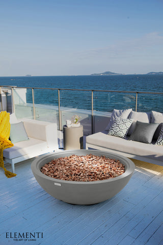 Rose Bowl Round Light Grey Concrete 48" Propane Fire Bowl