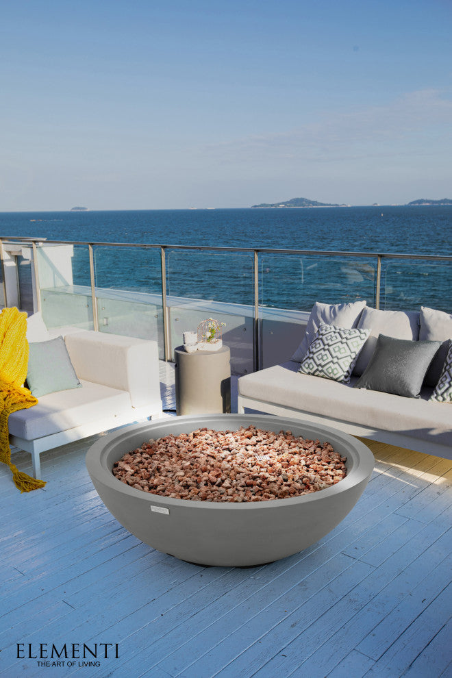 Rose Bowl Round Light Grey Concrete 48" Propane Fire Bowl