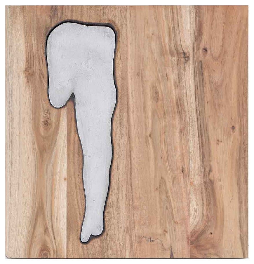 13" X 13" X 1" Silver Natural Wood And Metal Wall Tile