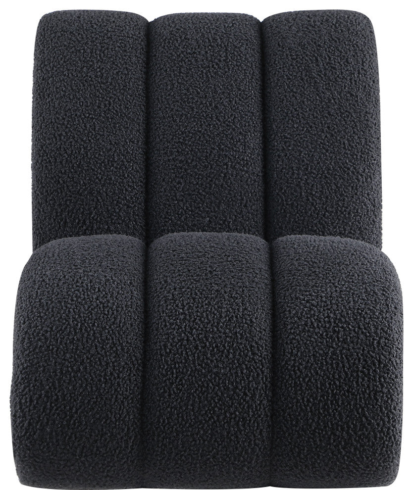 Swoon Faux Sheepskin Upholstered Accent Chair, Black, White Oak Veneer