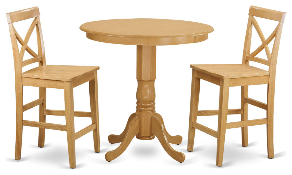 3 Pc Dining Counter Height Set - Dining Table And 2 Bar Stools