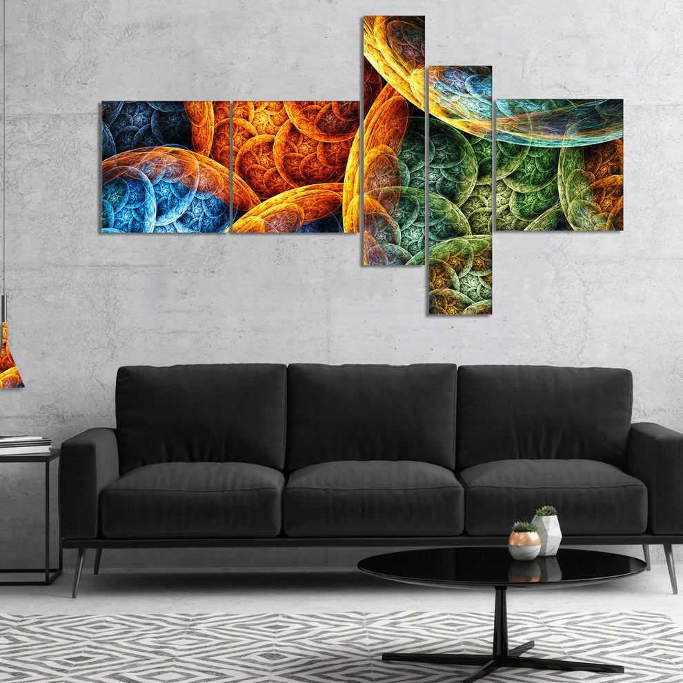 Vibrant Colorful Clouds, Abstract Canvas Art Print, 60"x32", 5 panels