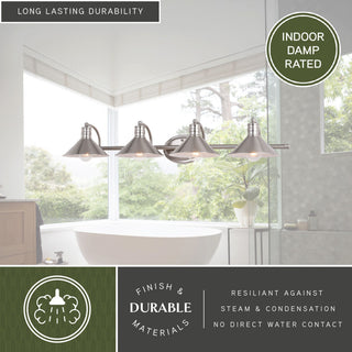 Akron 4 Light Vanity Satin Nickel and Matte White