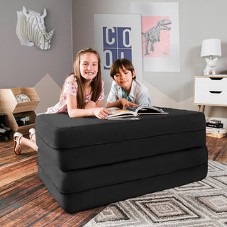 Zipline Big Kids Modular Sofa and Ottoman, Black