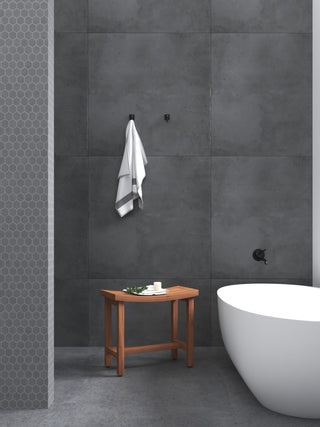 24" Sumba Lotus Teak Shower Bench with Elevated Height