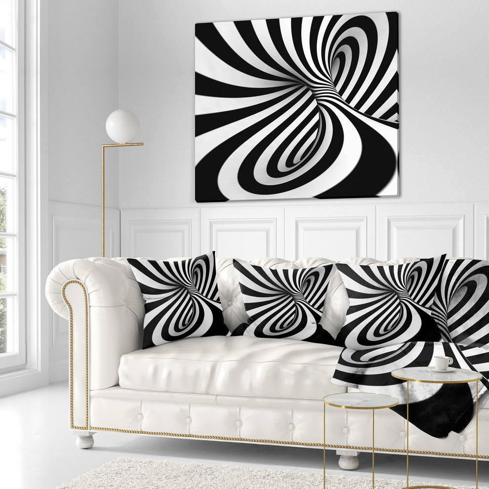 Spiral Black n White Contemporary Throw Pillow, 18"x18"