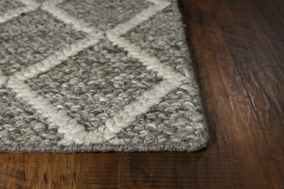 HomeRoots 3'x5' Dark Grey Hand Woven Diamond Pattern Indoor Area Rug