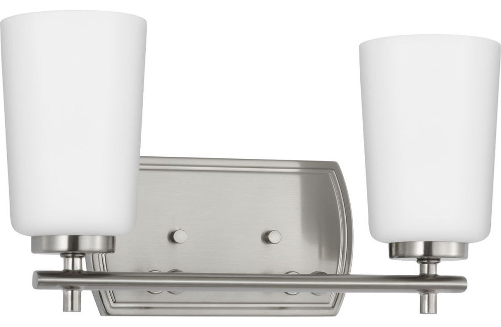 Adley Collection Two-Light Brushed Nickel Etched Opal Glass Bath Vanity Light