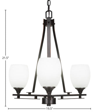 Uptowne 3-Light Chandelier, Dark Granite/White Linen