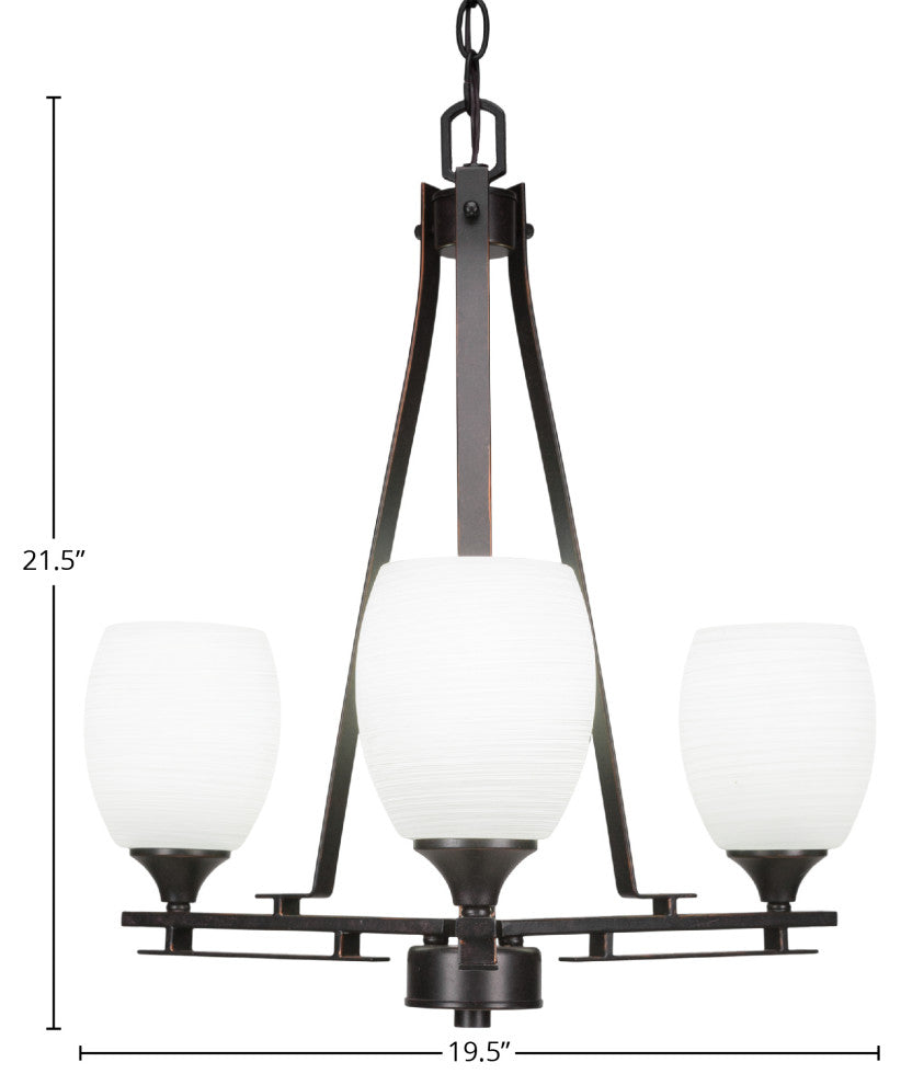 Uptowne 3-Light Chandelier, Dark Granite/White Linen