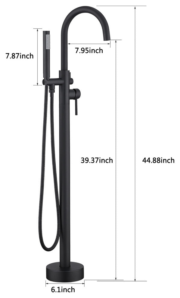 Single Handle Floor Mounted Freestanding Tub Filler with Hand Shower