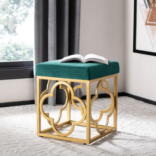 Safavieh Fleur Rectangle Ottoman, Emerald/Gold