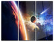 "Planet and Comet in Space" Spacescape Metal Wall Art, 3 Panels, 36"x28"