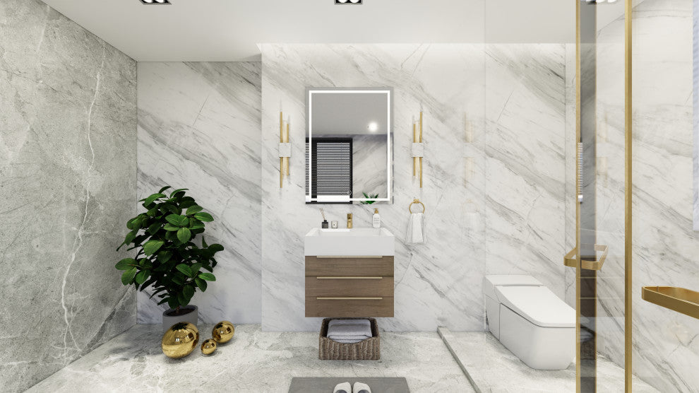 Madison 24" Wall Mounted Vanity with Reinforced Acrylic Sink, Light Oak