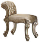 Acme Vendome Vanity Stool Fabric Gold Patina and Bone