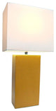 Elegant Designs Modern Leather Table Lamp With White Fabric Shade, Tan