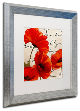 Color Bakery 'Coquelicots Rouge I' Art, Silver Frame, White Matte, 16"x16"